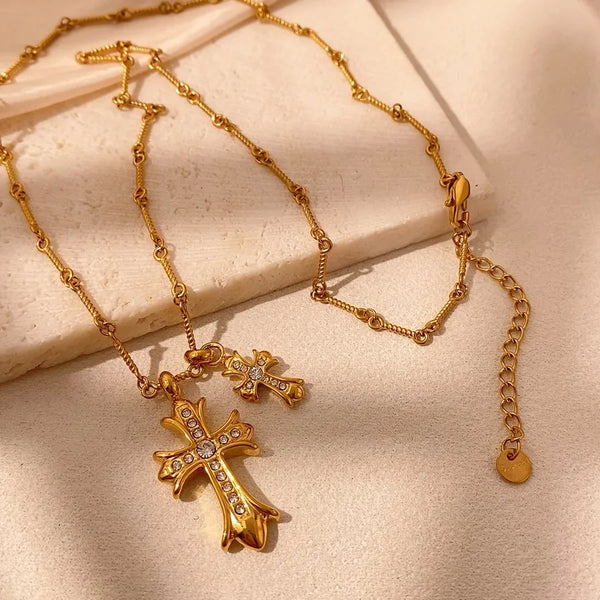 Rhinestone Necklace | Gold