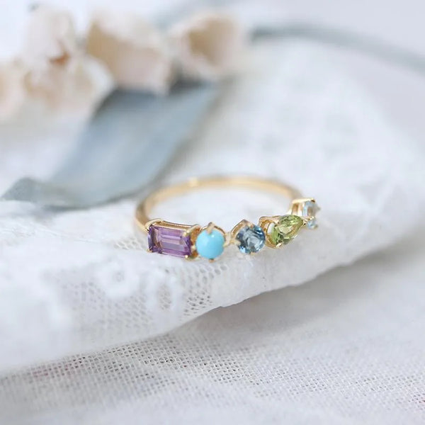 Blue Geometric Ring | Copper