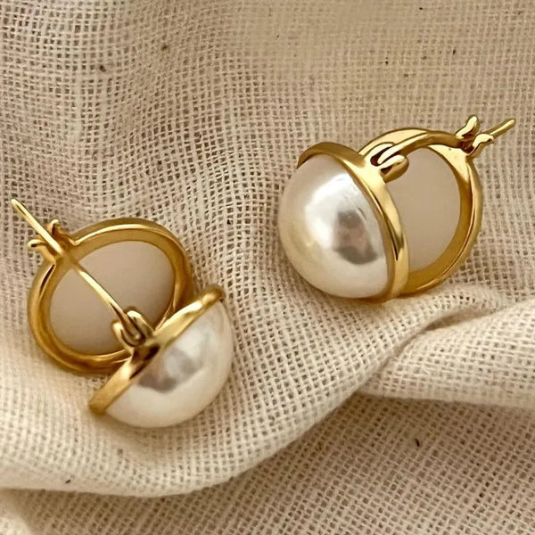 Round Pearl Earrings | 925 Sterling Silver