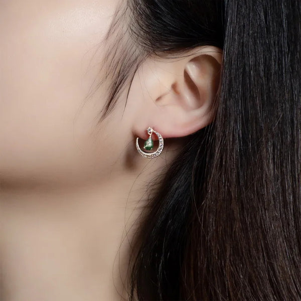 Green Celestial Stud Earrings | 925 Sterling Silver