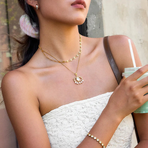 Tassel Artificial Pearl Pendant Necklace | Stainless Steel