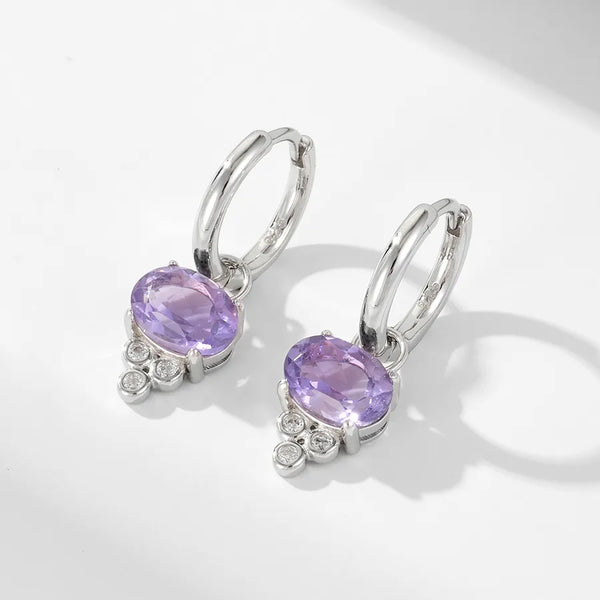 Oval Zircon Drop Earrings | 925 Sterling Silver