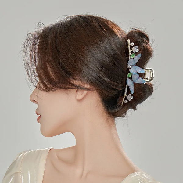 Floral Artificial Pearl Hair Claw Hair Clip | Alloy