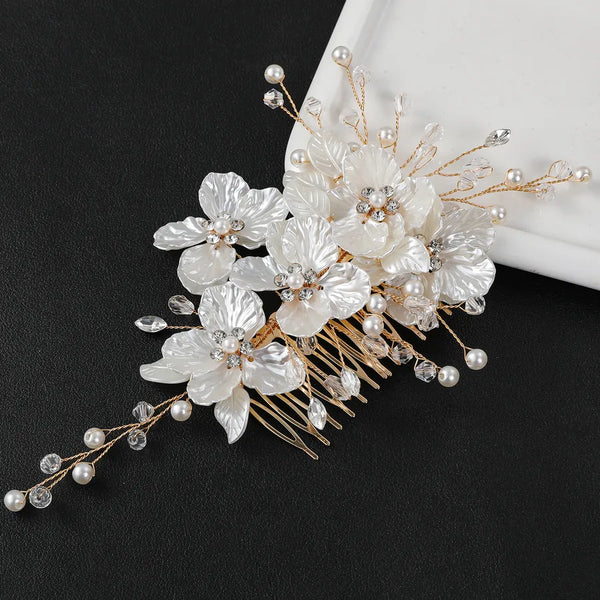 Crystal Artificial Pearl Hair Comb Headband | Crystal