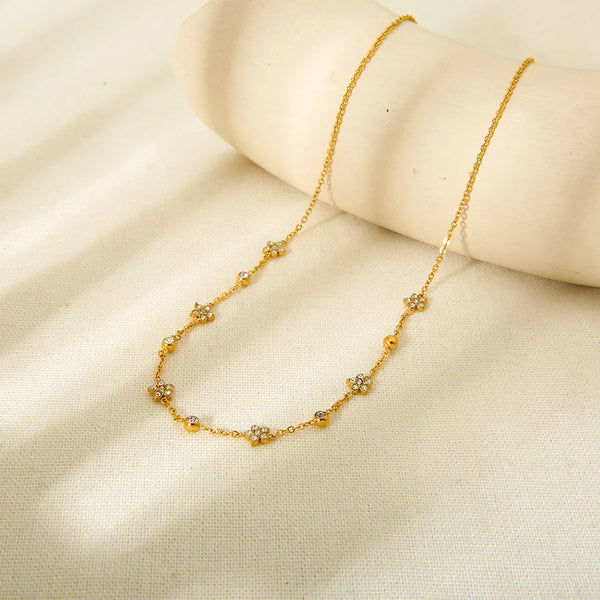 Gold Floral Necklace | Stainless Steel