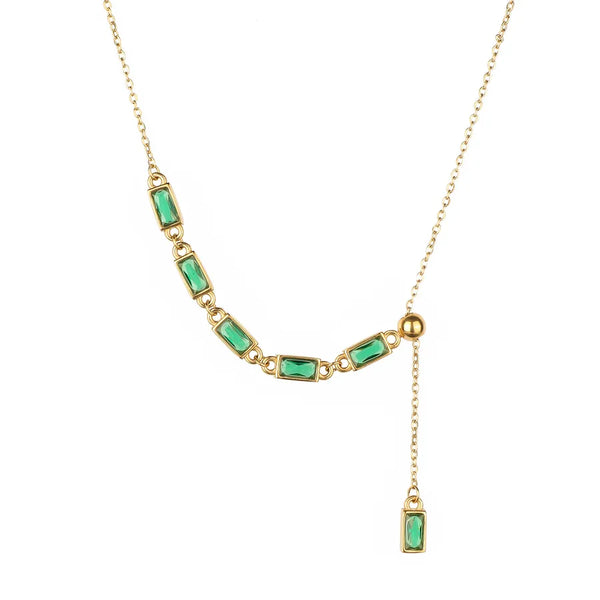 Vintage Crystal Pendant Necklace | Stainless Steel