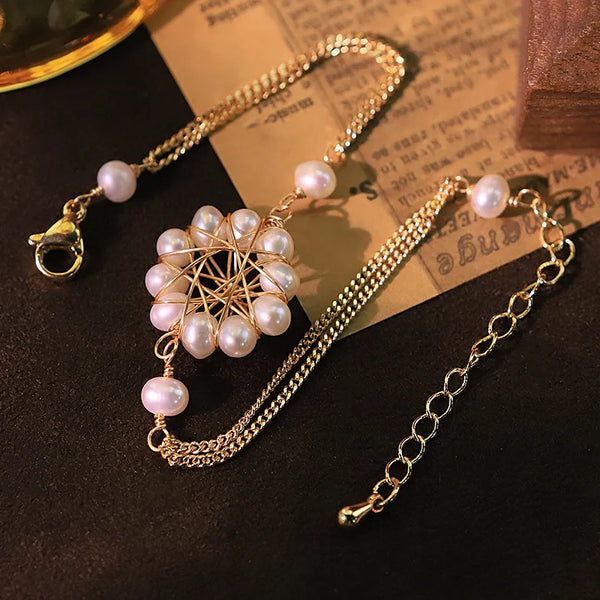 Floral Freshwater Pearl Bangle Bracelet | Freshwater Pearl