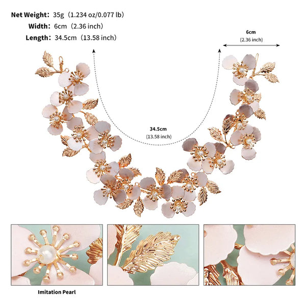 Leaf Artificial Pearl Headband | Alloy