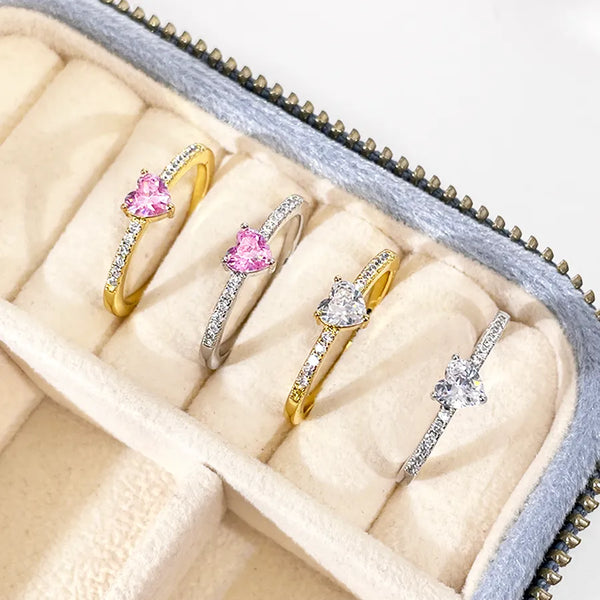 Pink Heart Ring | Brass