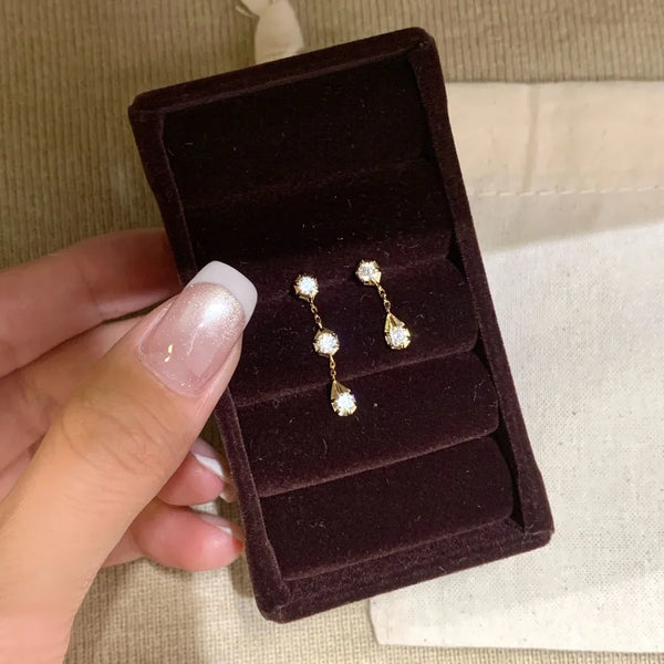 Water Rhinestone Stud Earrings | 925 Sterling Silver