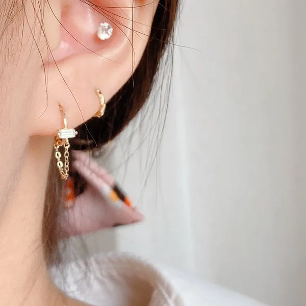 Tassel Zircon Hoop Earrings | Silver