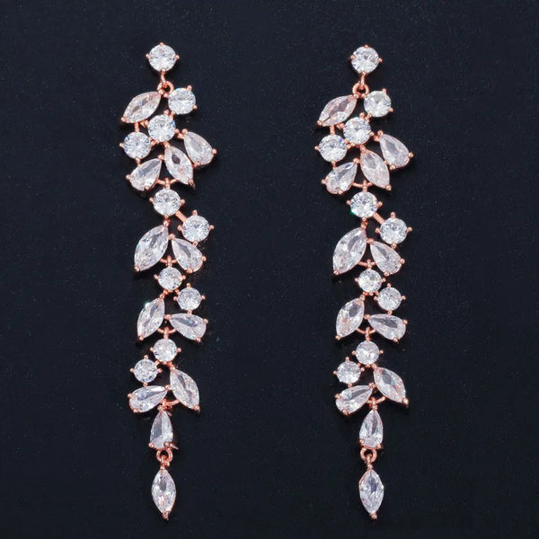 Silver-Plated Zircon Drop Earrings | 925 Sterling Silver