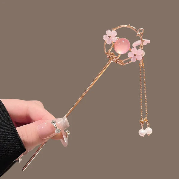 Tassel Floral Hairpin Headband | Alloy