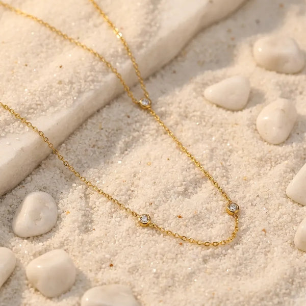 Electroplated Zircon Necklace | Stainless Steel