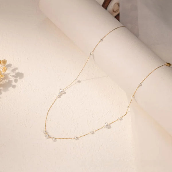 French Artificial Pearl Pendant Necklace | Stainless Steel