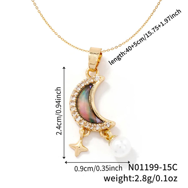 Pearl Celestial Pendant Necklace | Stainless Steel