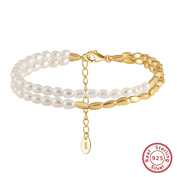 Gold-Plated Freshwater Pearl Bracelet | 925 Sterling Silver