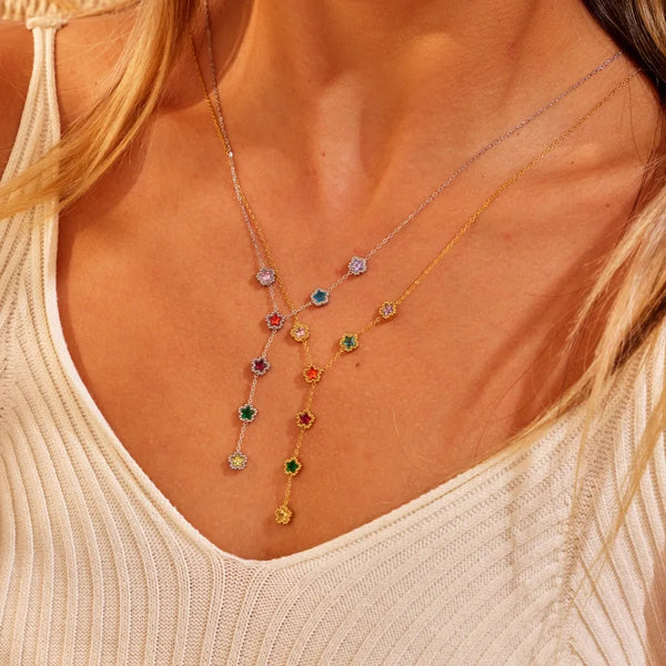 Inlaid Floral Necklace | Stainless Steel