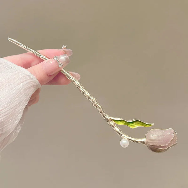 Green Floral Hairpin Headband | Alloy