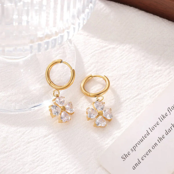 White Floral Drop Earrings | Stainless Steel
