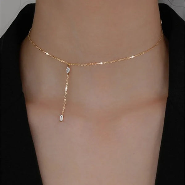 Minimalist Zircon Necklace | 925 Sterling Silver