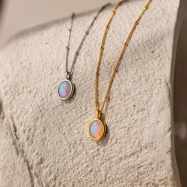 Oval Geometric Pendant Necklace | Stainless Steel