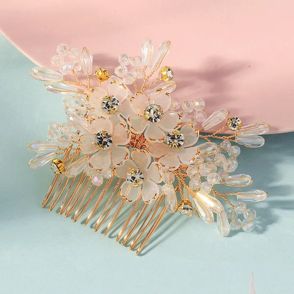 Floral Hair Comb Headband | Crystal