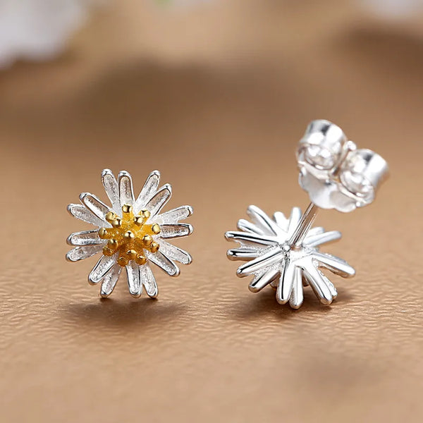 Celestial Sunflower Stud Earrings | 925 Sterling Silver