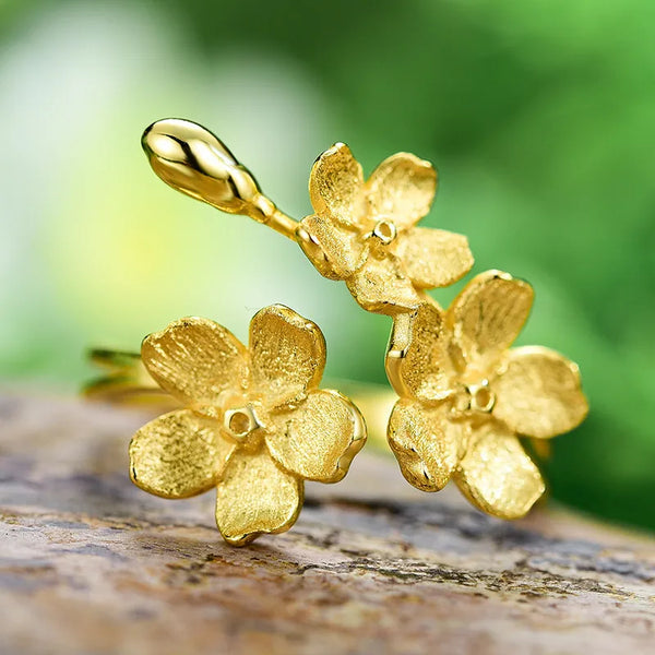 Gold-Plated Floral Ring | 925 Sterling Silver