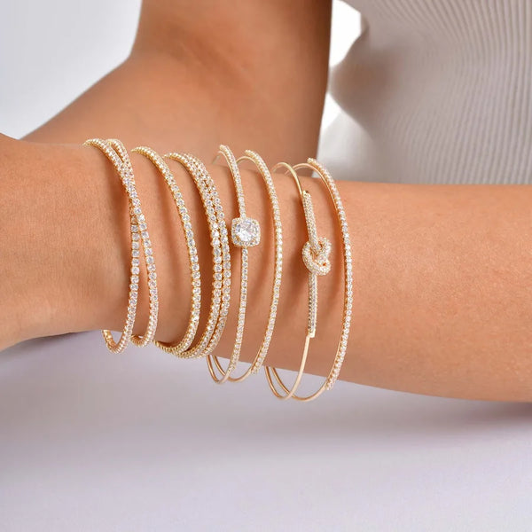 Chain Zircon Bangle Bracelet | Copper