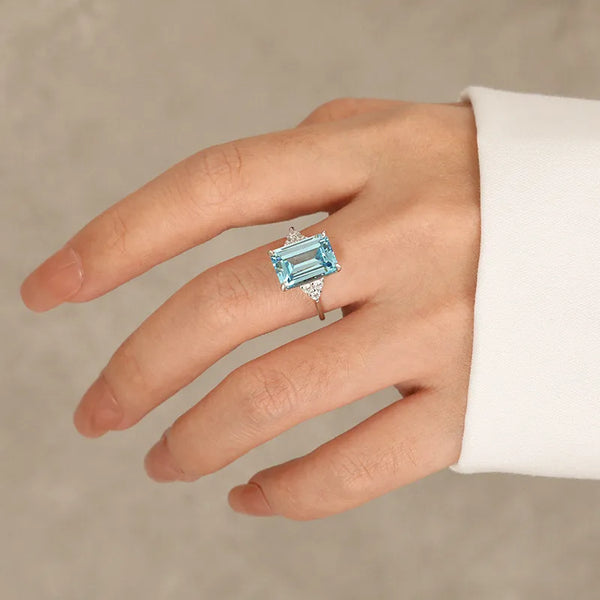 Blue Zircon Ring | Sterling Silver