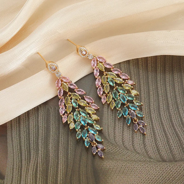 Zircon Floral Drop Earrings | 925 Sterling Silver