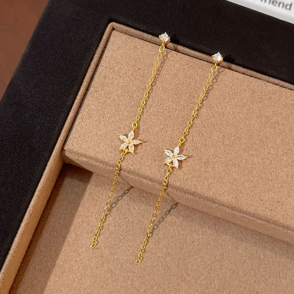 Tassel Floral Stud Earrings | 925 Sterling Silver