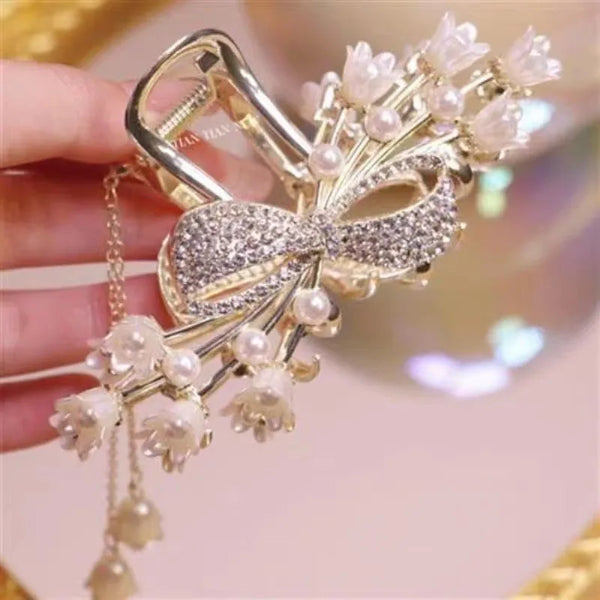 Gemstones Artificial Pearl Hair Clip | Alloy