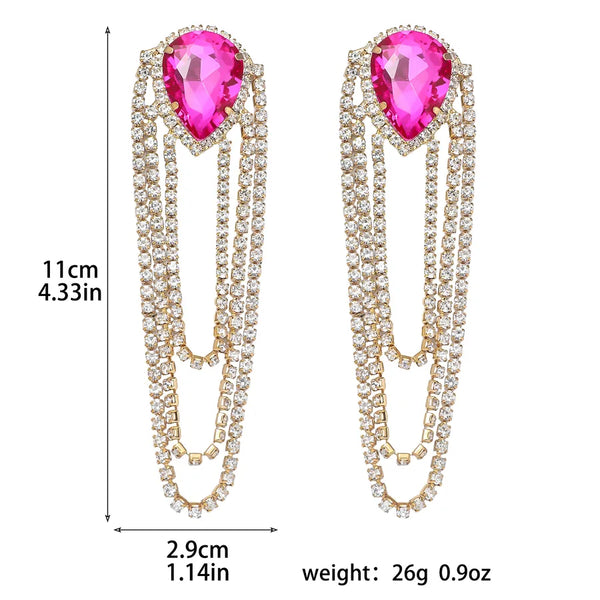 Gold-Plated Rhinestone Drop Earrings | Stainless Steel