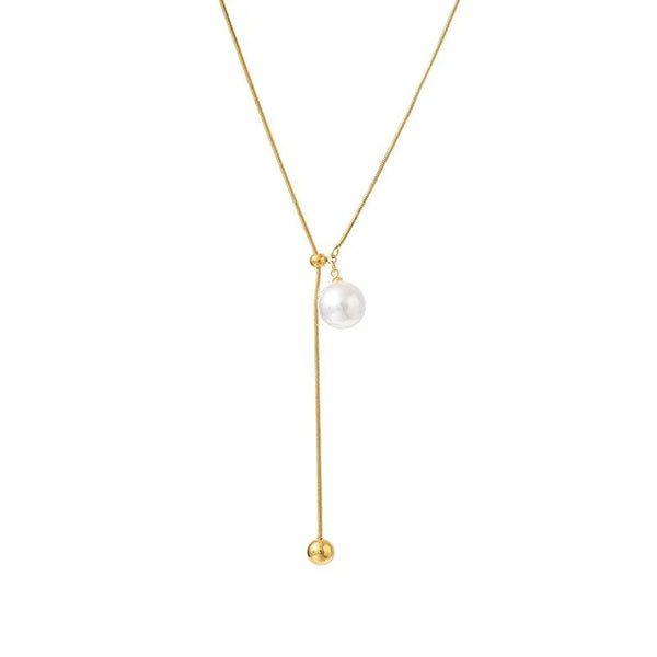 Asymmetrical Artificial Pearl Necklace | Stainless Steel