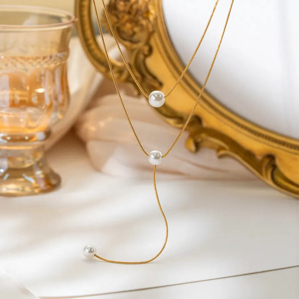 Geometric Snake Necklace | Pearl