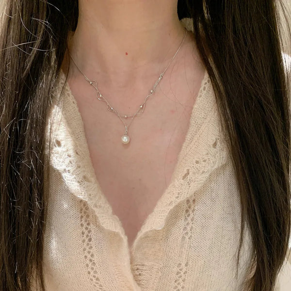 Gold-Plated Artificial Pearl Pendant Necklace | Copper