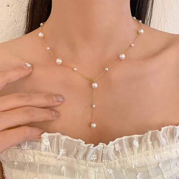 Tassel Artificial Pearl Necklace | Copper