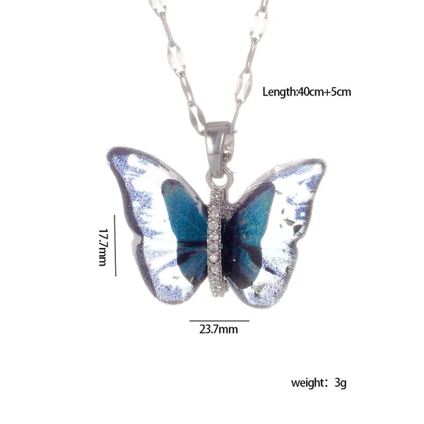 Princess Butterfly Pendant Necklace | Stainless Steel