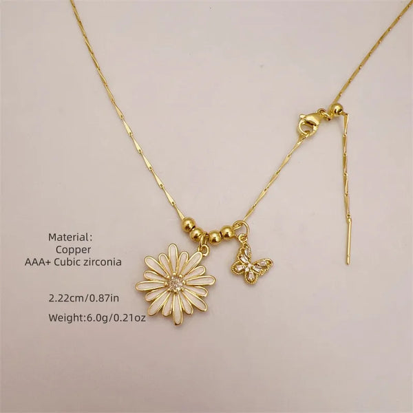 Flowers Floral Pendant Necklace | Copper