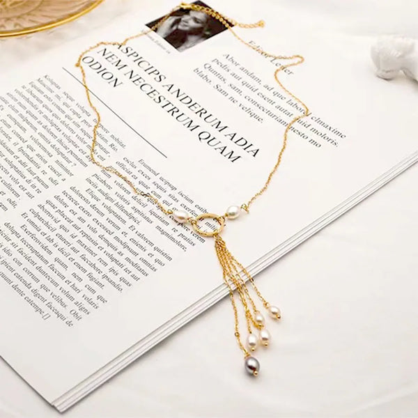 Vintage Freshwater Pearl Pendant Necklace | Stainless Steel