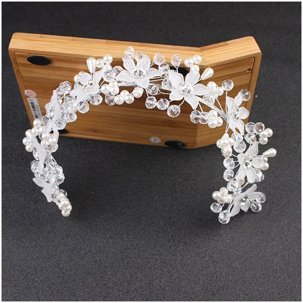 White Artificial Pearl Headband | Crystal