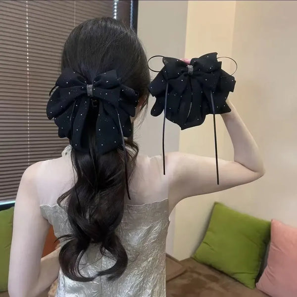 White Bow Hair Claw | Cloth,satin