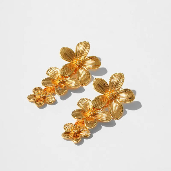 Gold-Plated Floral Stud Earrings | Copper