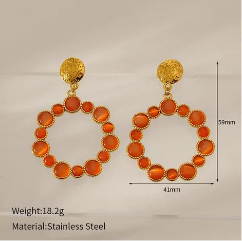 Cat's Eye Drop Earrings | Stainless Steel