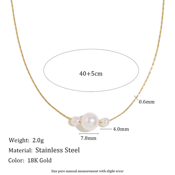 Modern Artificial Pearl Necklace | Stainless Steel