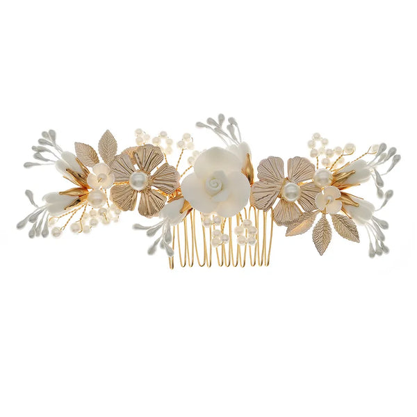 Floral Hair Comb Headband | Alloy