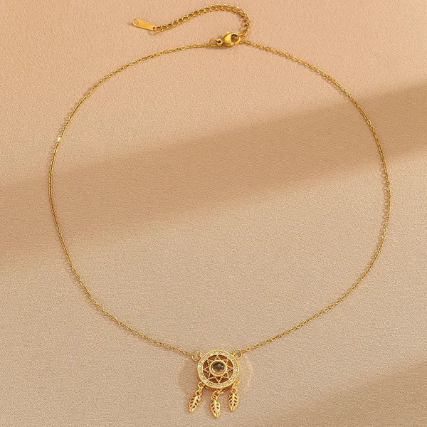 Vintage Gold-Plated Pendant Necklace | Copper