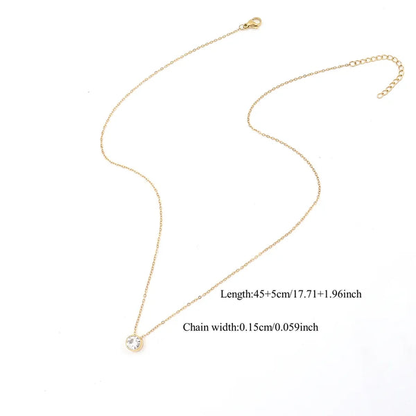 Gold-Plated Crystal Pendant Necklace | Stainless Steel